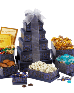 Broadway Basketeers Souring Saphire Sympathy Gift Tower
