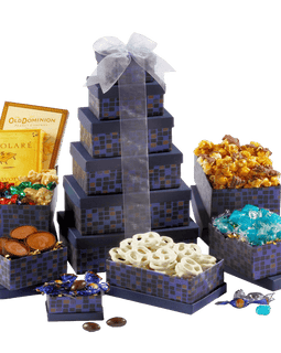 Broadway Basketeers Souring Saphire Sympathy Gift Tower