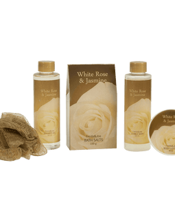 White Rose Jasmine Gold Tub Spa Bath Gift Set